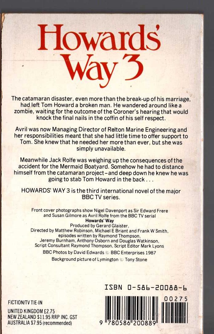 John Brason  HOWARDS' WAY 3 (BBC TV) magnified rear book cover image