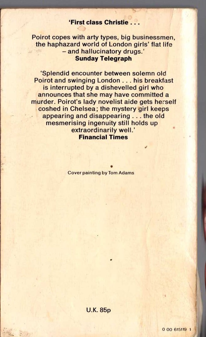 Agatha Christie  THIRD GIRL magnified rear book cover image