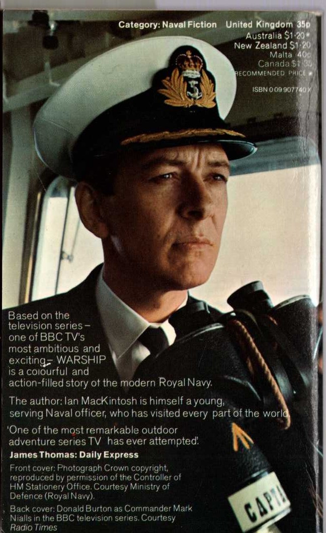 Ian Mackintosh  WARSHIP (BBC TV) magnified rear book cover image