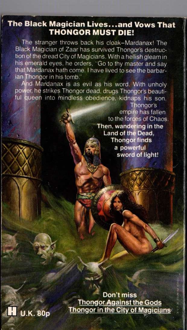 Lin Carter  THONGOR AT THE END OF TIME magnified rear book cover image