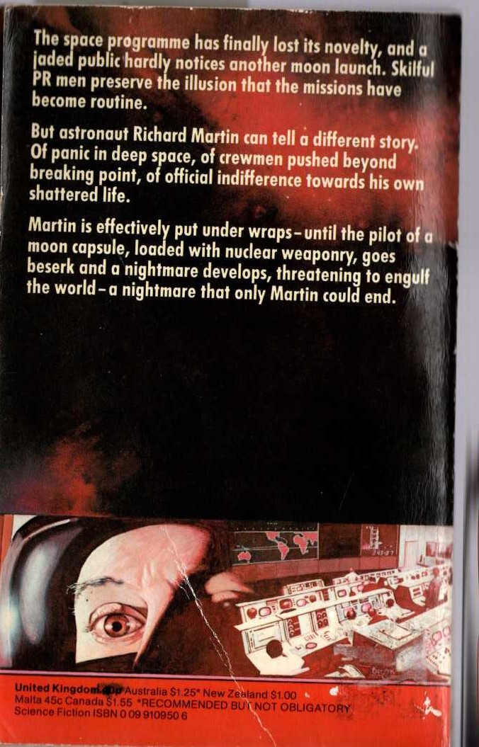 Barry Malzberg  THE FALLING ASTRONAUTS magnified rear book cover image