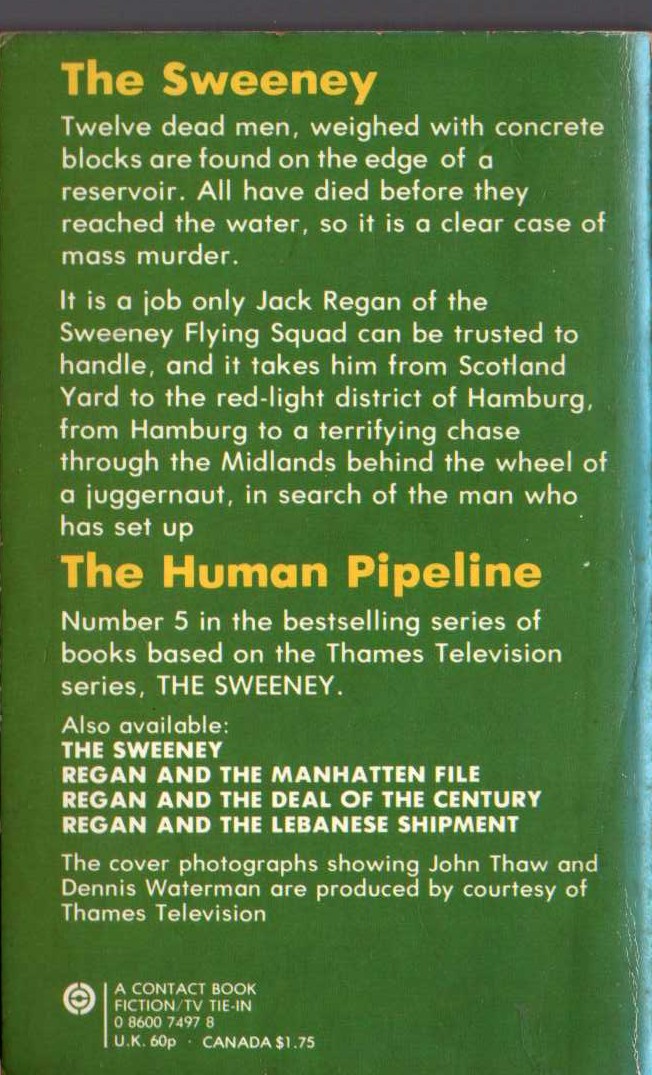 Joe Balham  THE SWEENEY: THE HUMAN PIPELINE magnified rear book cover image