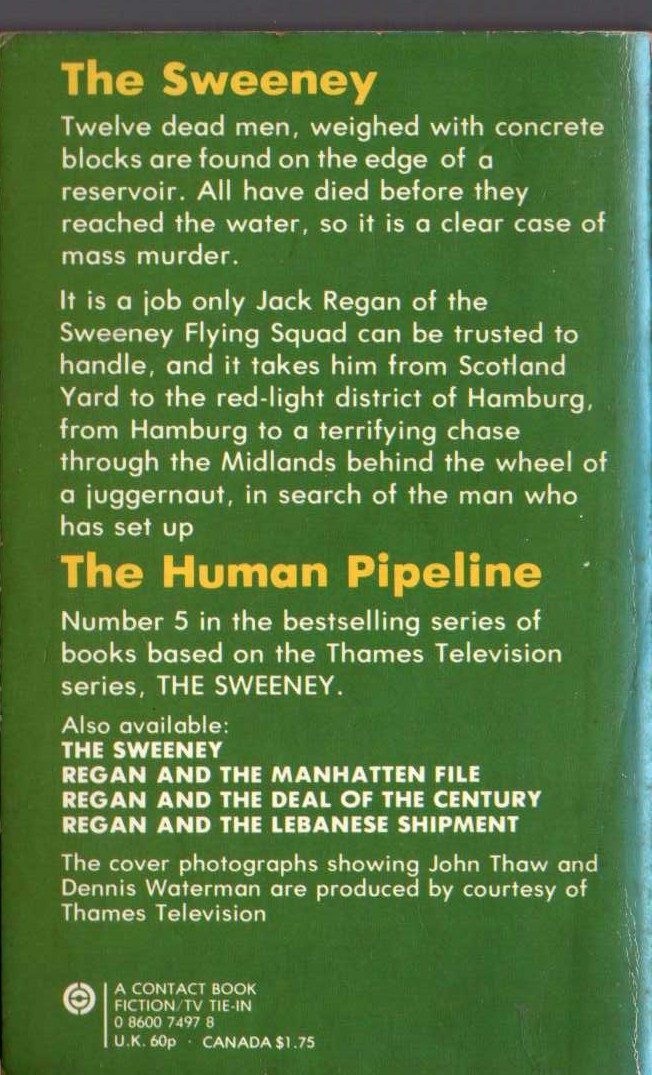 Joe Balham  THE SWEENEY: THE HUMAN PIPELINE magnified rear book cover image