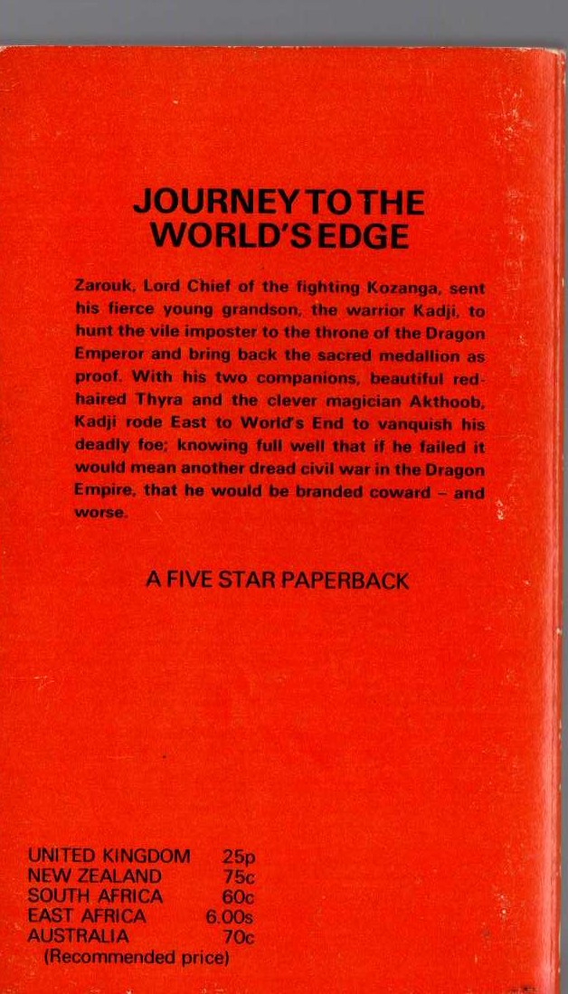 Lin Carter  THE QUEST OF KADJI magnified rear book cover image