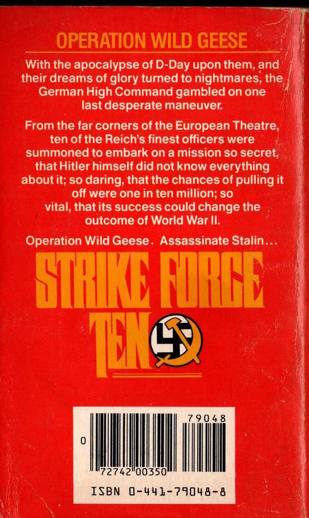Heinz Konsalik  STRIKE FORCE TEN magnified rear book cover image