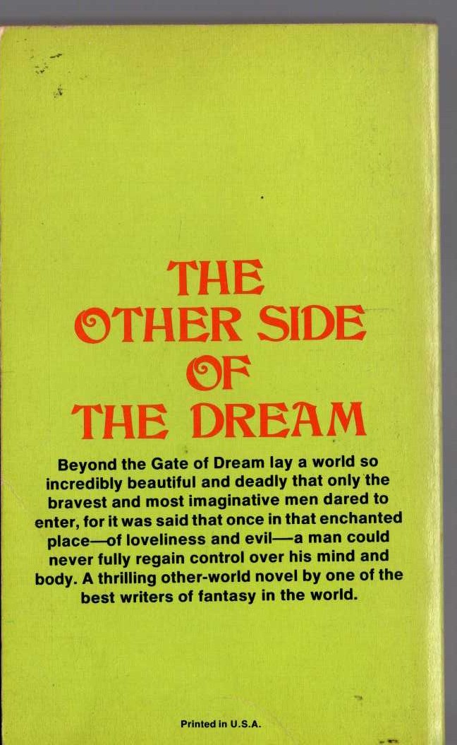 Lin Carter  BEYOND THE GATE OF DREAM magnified rear book cover image