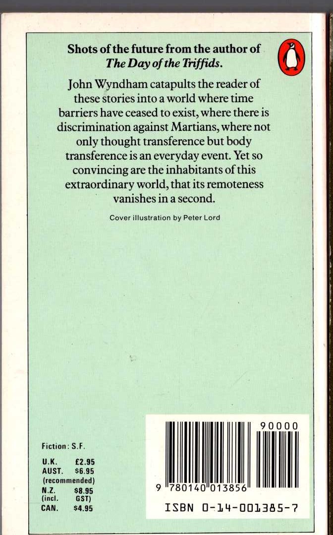 John Wyndham  THE SEEDS OF TIME magnified rear book cover image