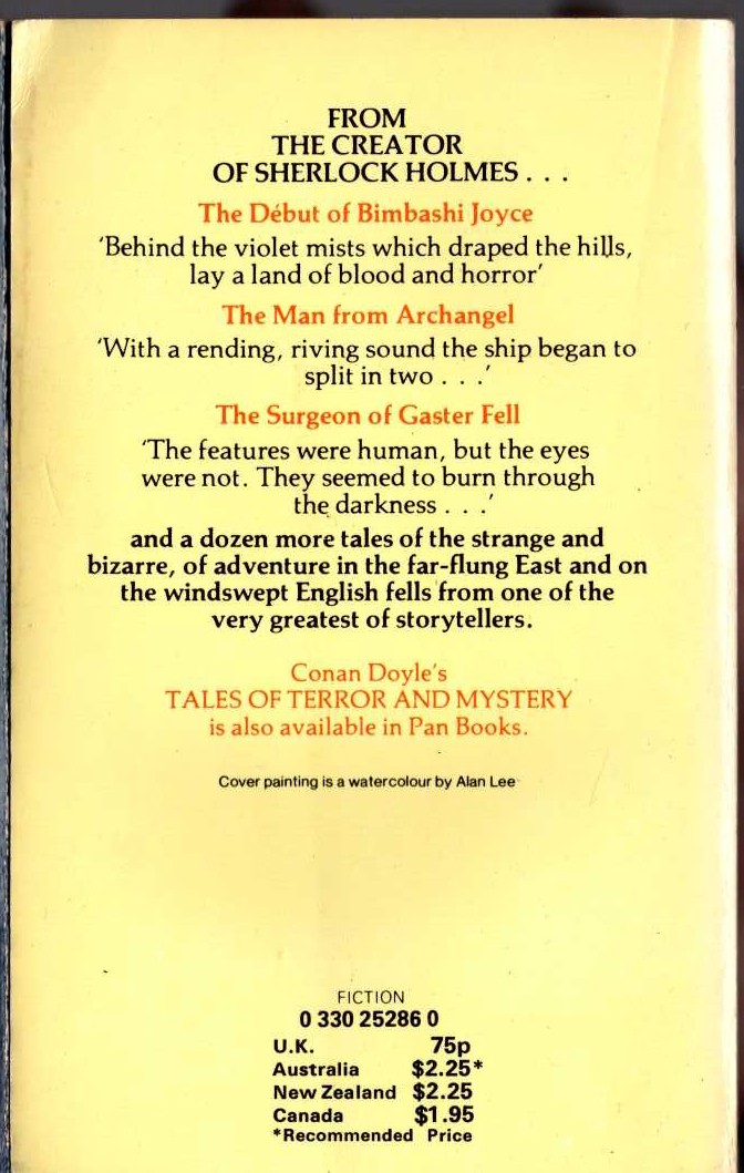 Sir Arthur Conan Doyle  TALES OF ADVENTURE AND MEDICAL LIFE magnified rear book cover image