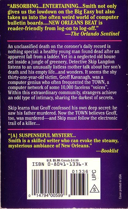 Julie Smith  NEW ORLEANS BEAT magnified rear book cover image