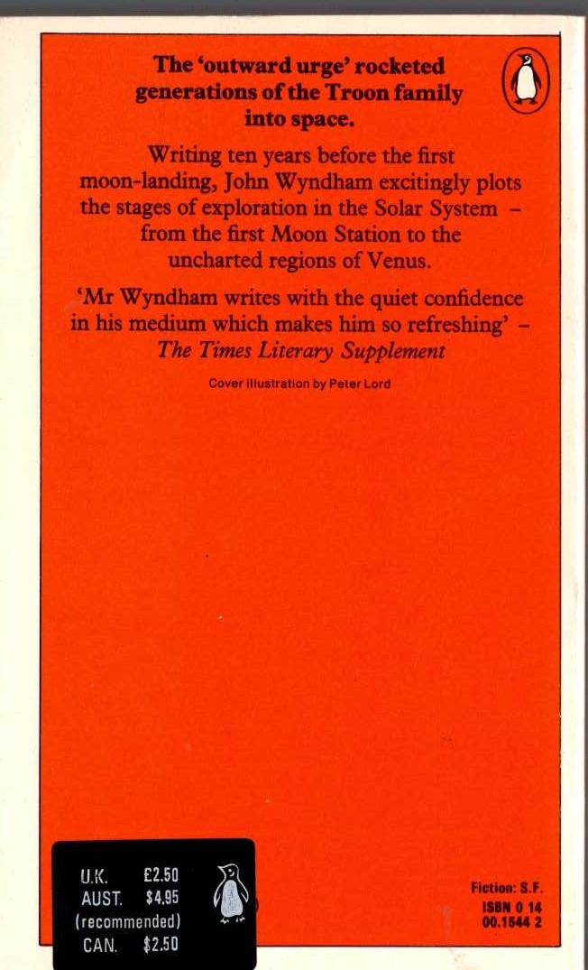John Wyndham  THE OUTWARD URGE magnified rear book cover image