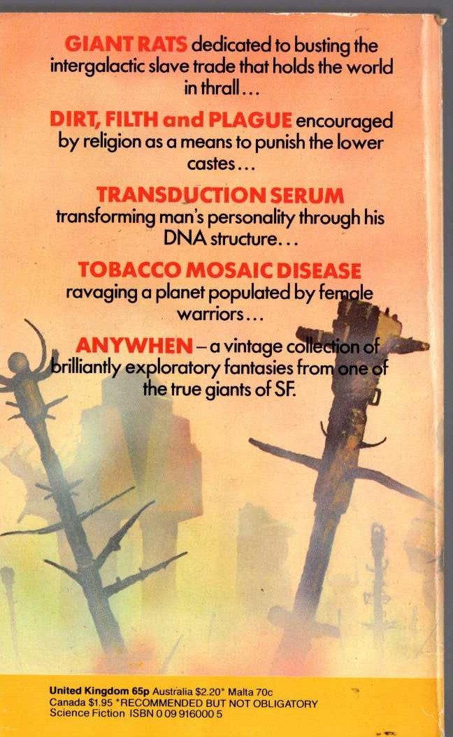 James Blish  ANYWHEN magnified rear book cover image
