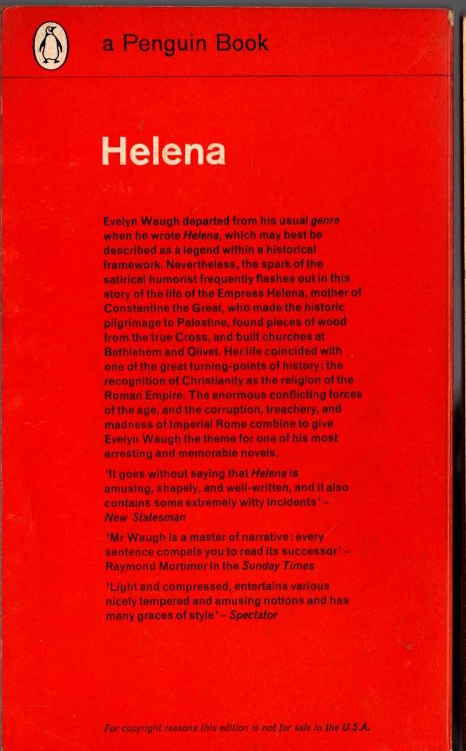 Evelyn Waugh  HELENA magnified rear book cover image