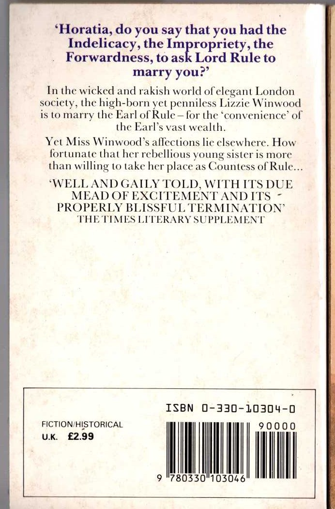 Georgette Heyer  THE CONVENIENT MARRIAGE magnified rear book cover image