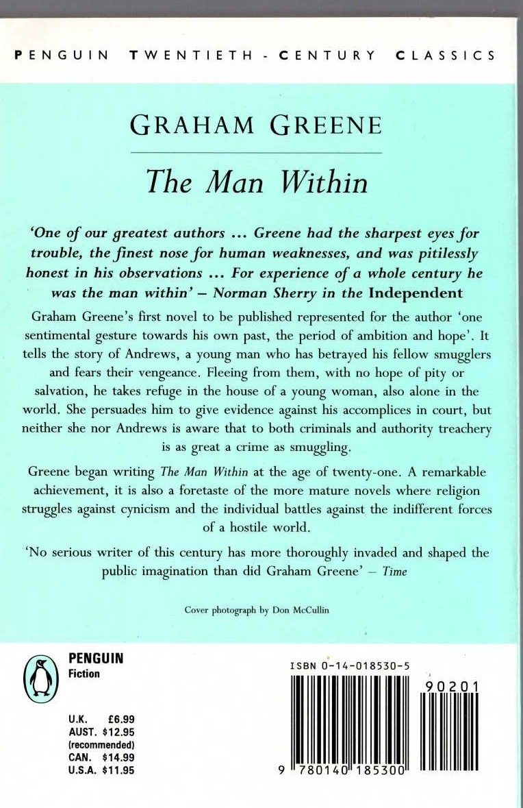 Graham Greene  THE MAN WITHIN magnified rear book cover image