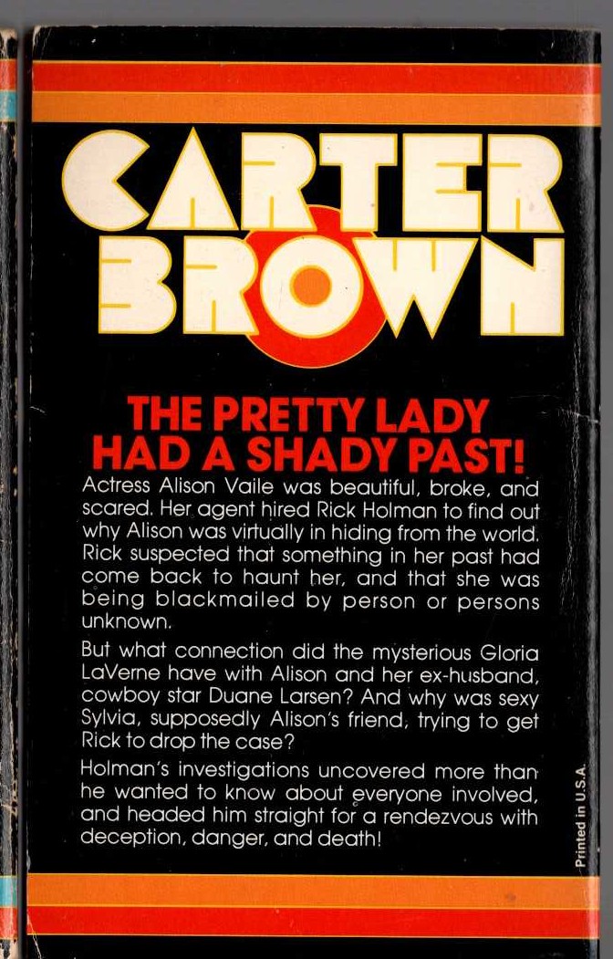 Carter Brown  THE PHANTOM LADY magnified rear book cover image