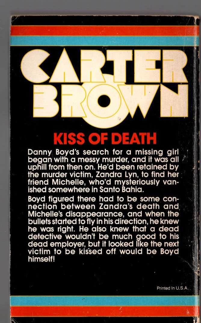 Carter Brown  KISS MICHELLE GOODBYE magnified rear book cover image