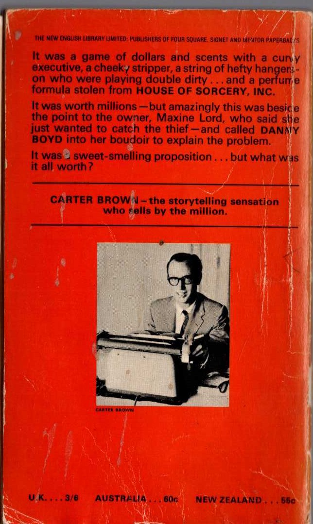 Carter Brown  HOUSE OF SORCERY magnified rear book cover image