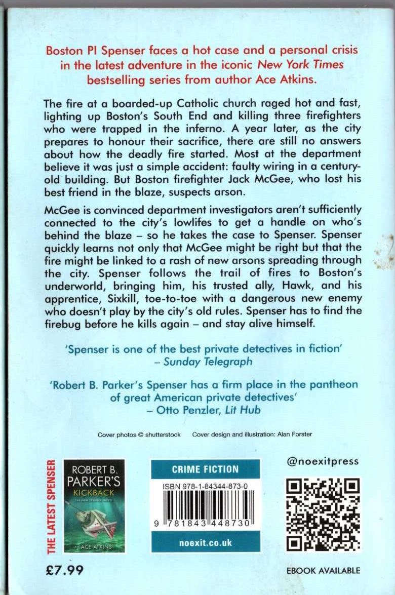 Robert B. Parker  ROBERT B.PARKER'S SLOW BURN magnified rear book cover image