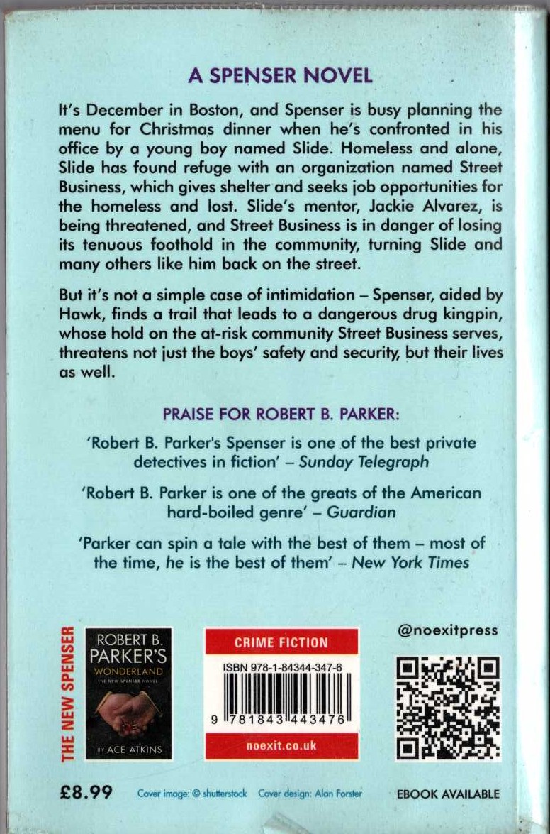 (Robert B.Parker and Helen Brann) SILENT NIGHT magnified rear book cover image