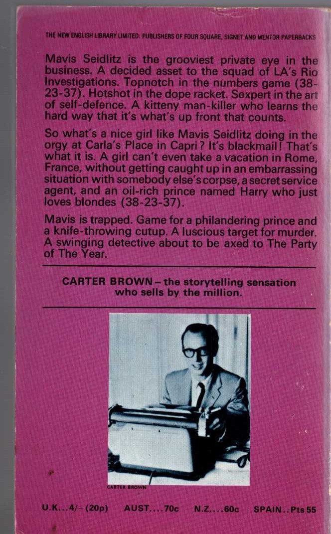 Carter Brown  THE SUPER-SPY magnified rear book cover image