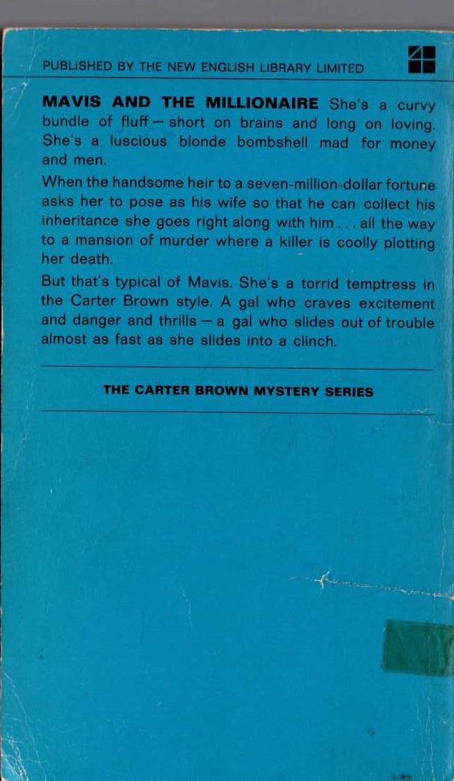 Carter Brown  THE LOVING AND THE DEAD magnified rear book cover image