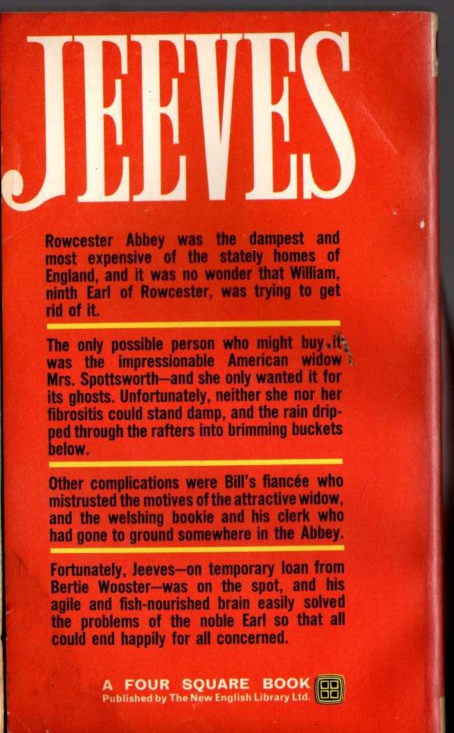 P.G. Wodehouse  RING FOR JEEVES magnified rear book cover image