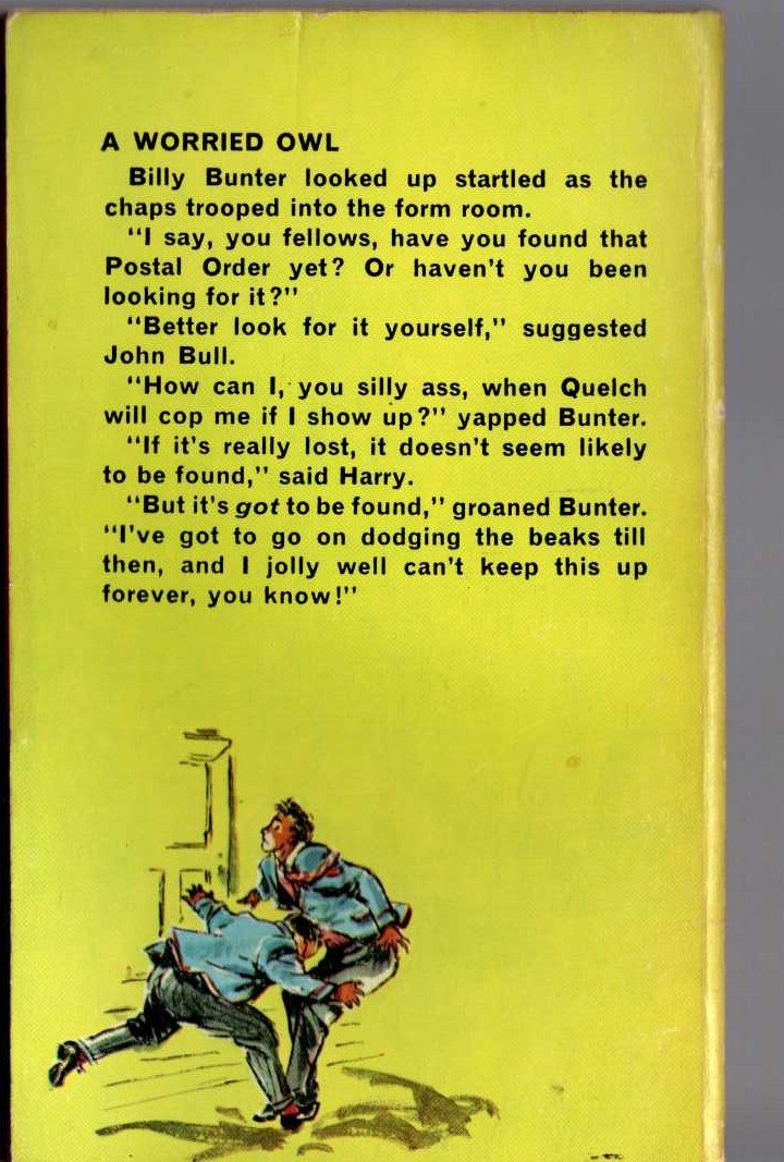 Frank Richards  BILLY BUNTER'S POSTAL ORDER magnified rear book cover image