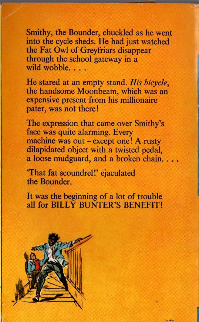 Frank Richards  BILLY BUNTER'S BENEFIT magnified rear book cover image