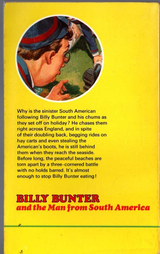 Frank Richards  BILLY BUNTER AND THE MAN FROM SOUTH AMERICA magnified rear book cover image