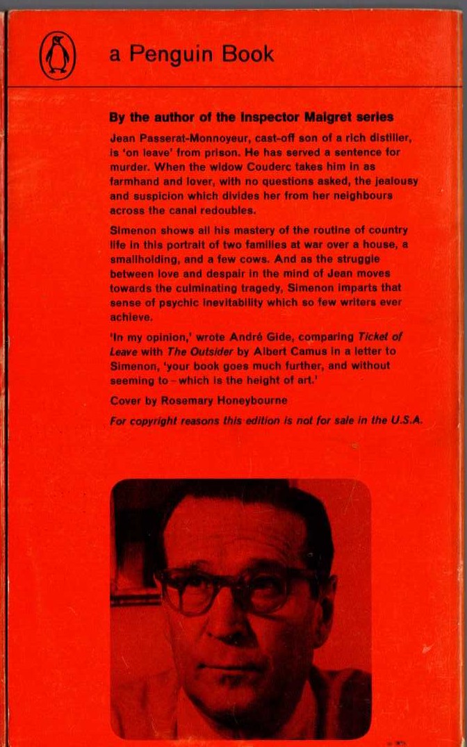 Georges Simenon  TICKET OF LEAVE magnified rear book cover image