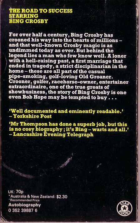 Charles Thompson  BING. The Authorised Biography magnified rear book cover image