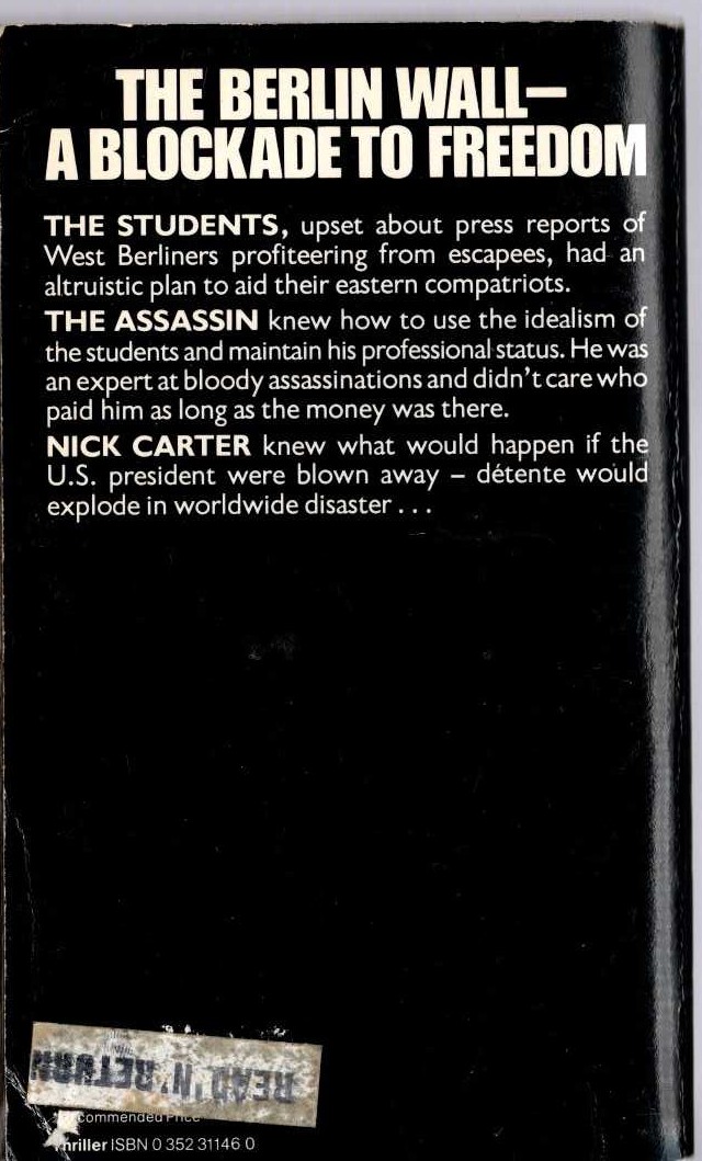 Nick Carter  UNDER THE WALL magnified rear book cover image
