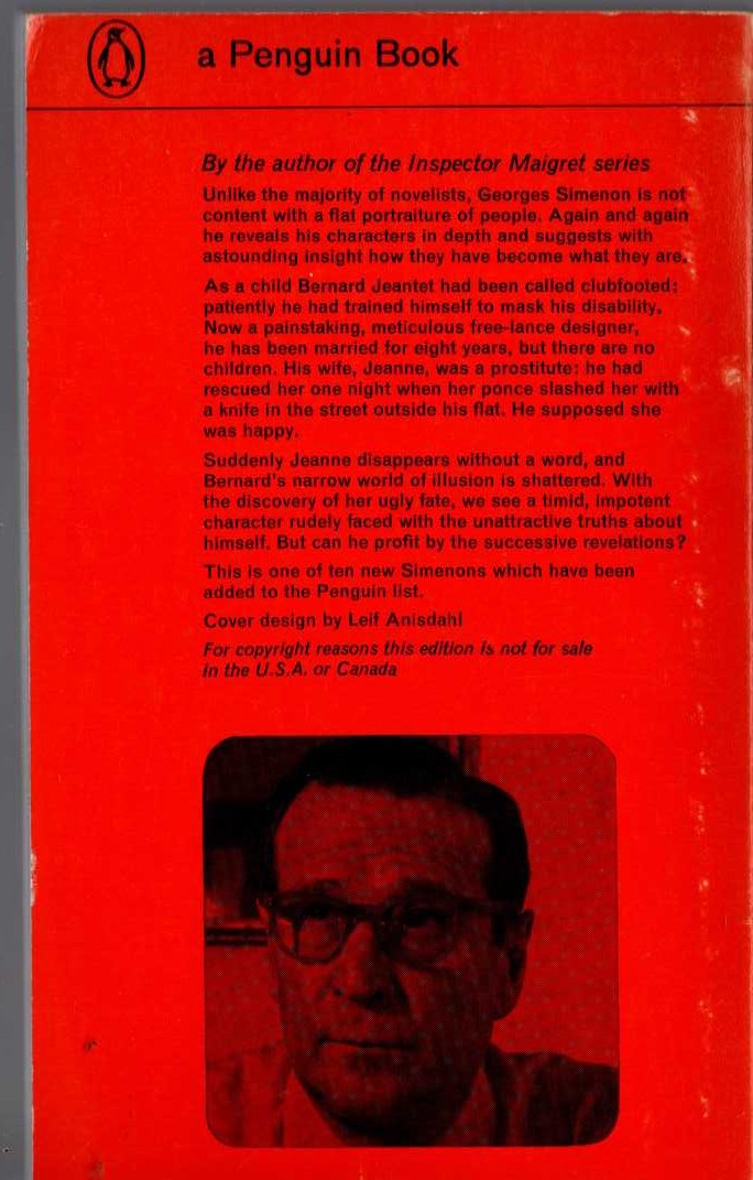 Georges Simenon  THE WIDOWER magnified rear book cover image
