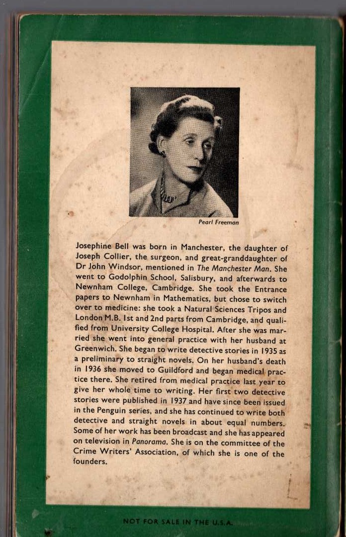 Josephine Bell  THE PORT OF LONDON MURDERS magnified rear book cover image