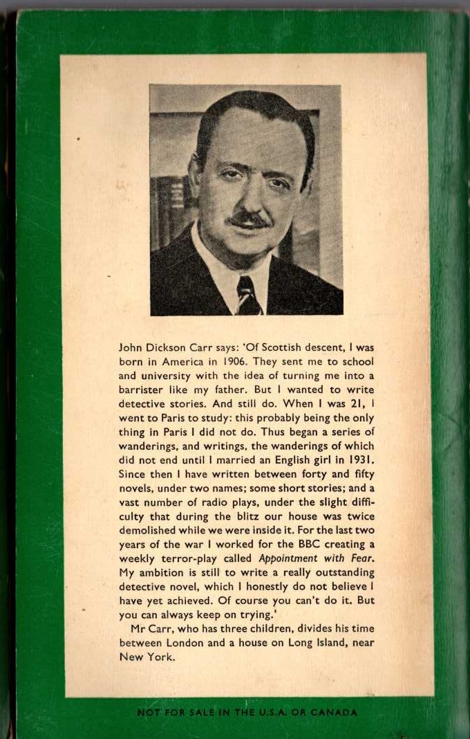 John Dickson Carr  PATRICK BUTLER FOR THE DEFENCE magnified rear book cover image