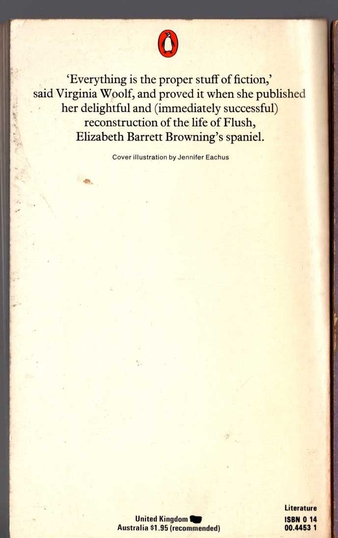 Virginia Woolf  FLUSH. A Biography magnified rear book cover image