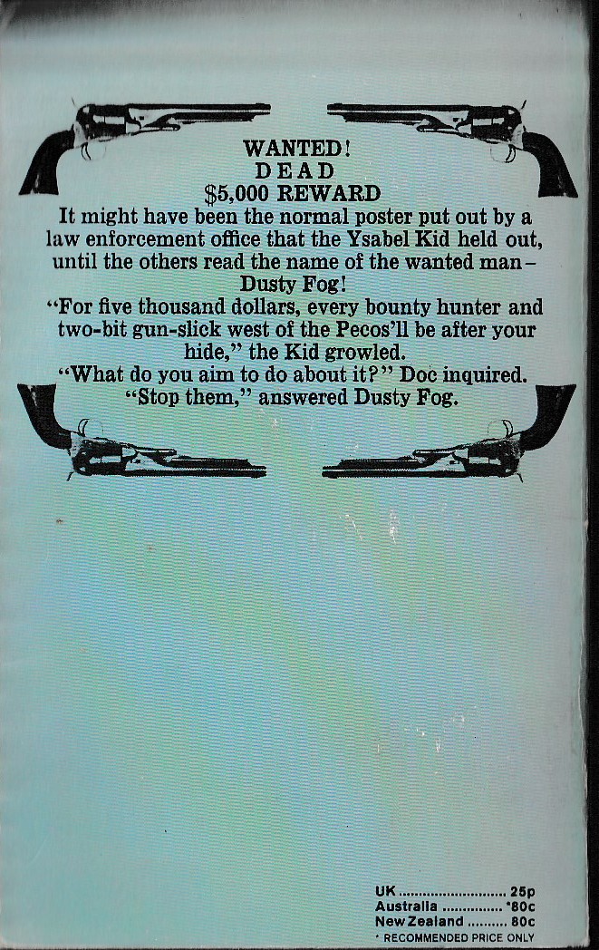 J.T. Edson  RETURN TO BACKSIGHT magnified rear book cover image