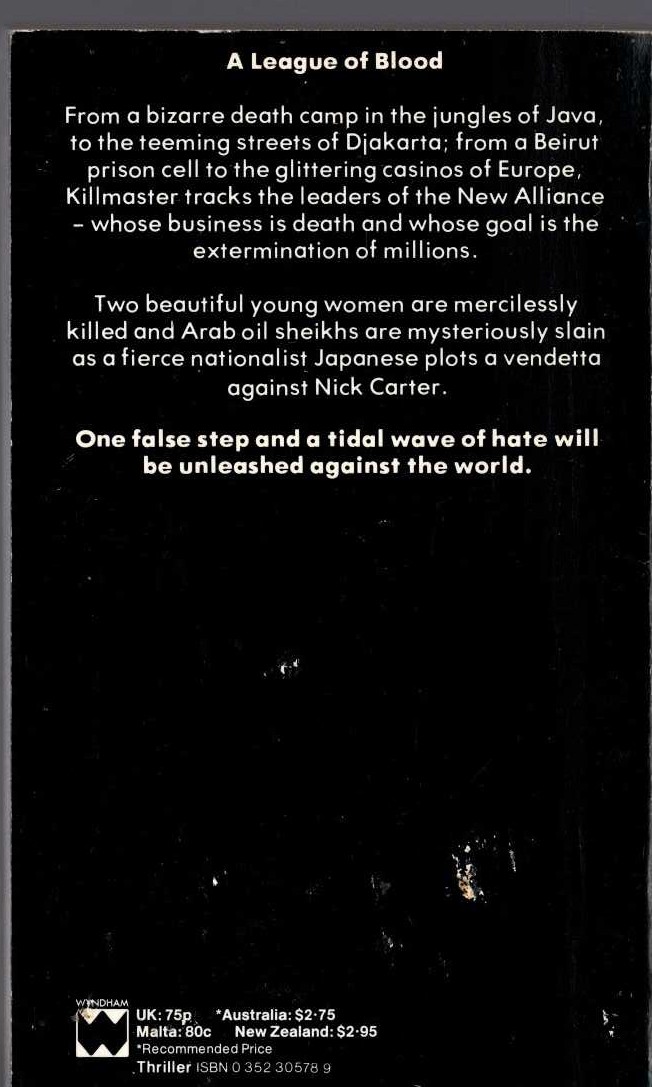 Nick Carter  DEADLY DOUBLES magnified rear book cover image