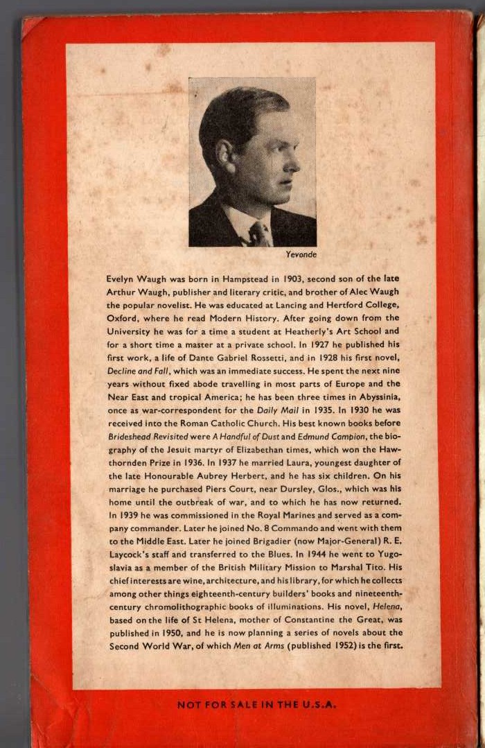 Evelyn Waugh  PUT OUT MORE FLAGS magnified rear book cover image