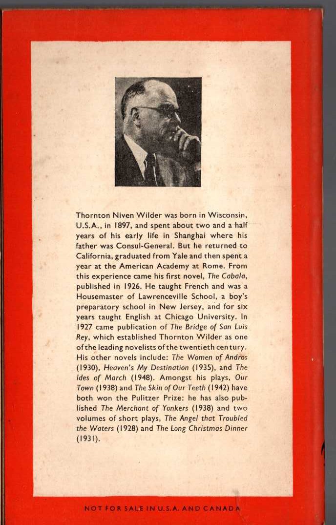 Thornton Wilder  THE EIGHTH DAY magnified rear book cover image