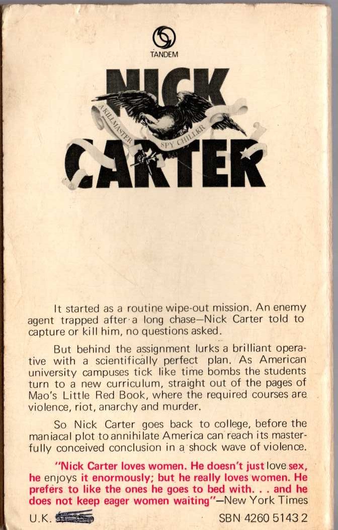 Nick Carter  THE RED REBELLION magnified rear book cover image