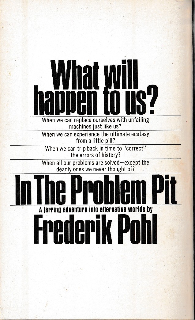 Frederik Pohl  IN THE PROBLEM PIT magnified rear book cover image