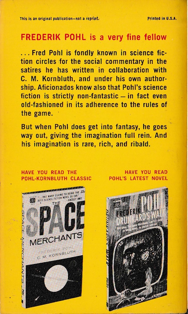 Frederik Pohl  TURN LEFT AT THURSDAY magnified rear book cover image