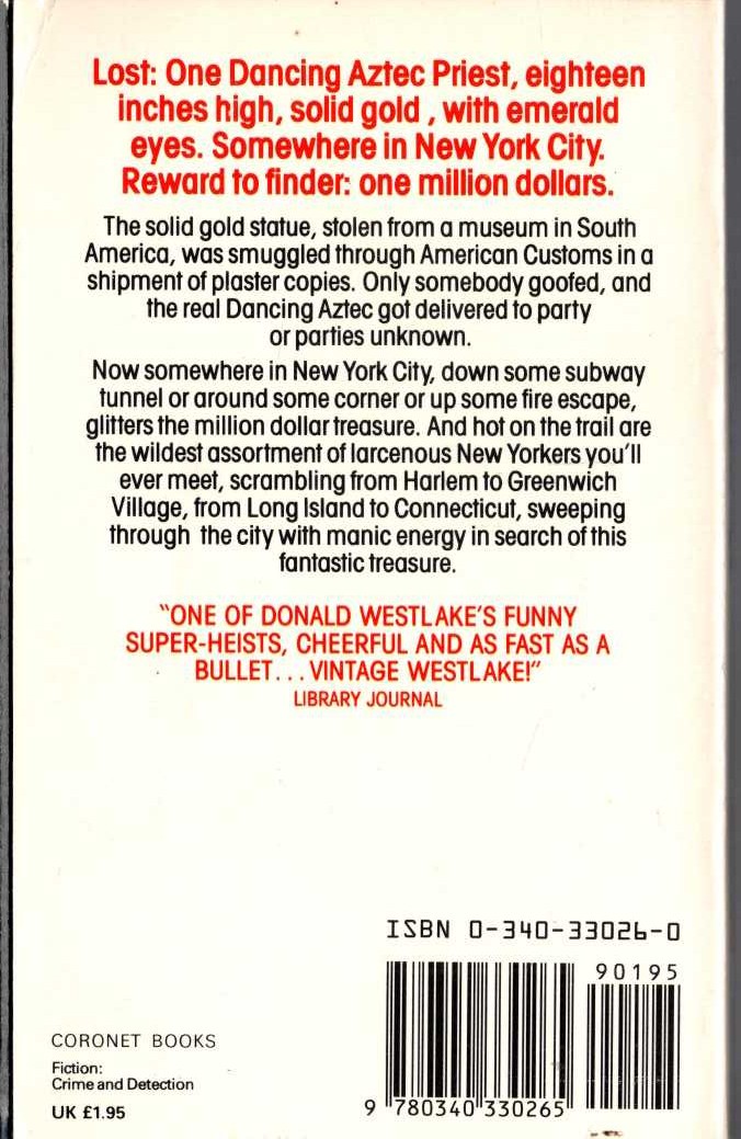 Donald E. Westlake  A NEW YORK DANCE magnified rear book cover image