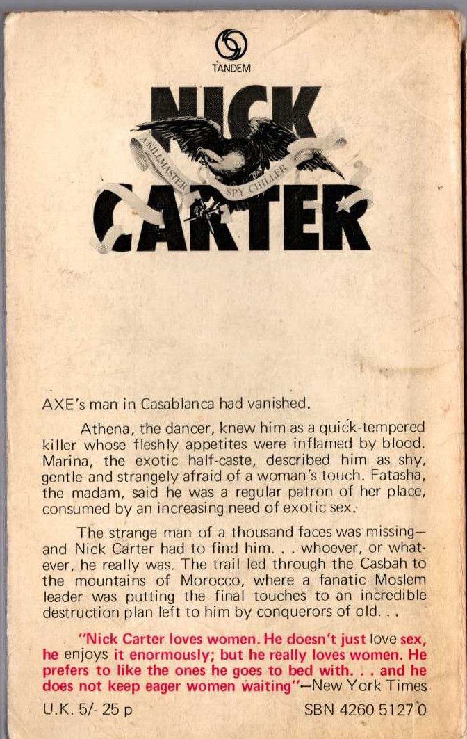 Nick Carter  THE CASBAH KILLERS magnified rear book cover image