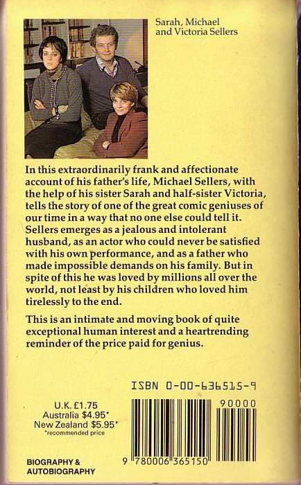 Michael Sellers  P.S. I LOVE YOU. Peter Sellers 1925-1980. (Biography) magnified rear book cover image
