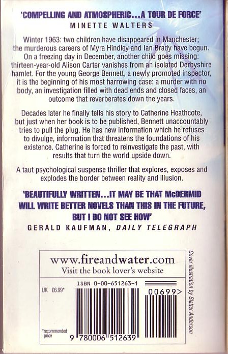 Val McDermid  A PLACE OF EXECUTION magnified rear book cover image