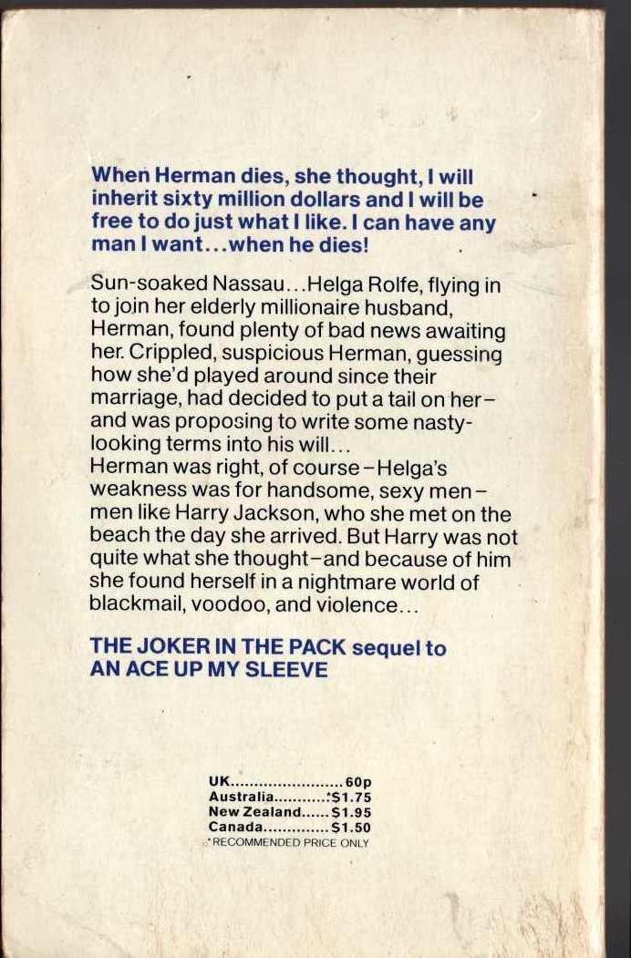 James Hadley Chase  THE JOKER IN THE PACK magnified rear book cover image