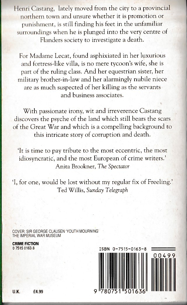 Nicolas Freeling  COLD IRON magnified rear book cover image