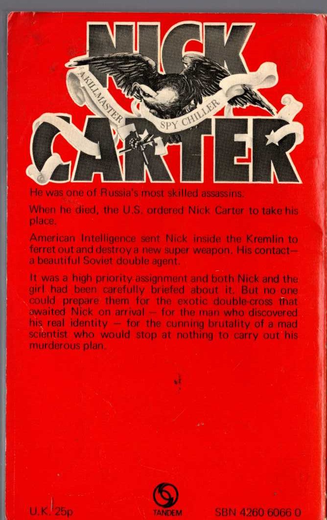Nick Carter  MOSCOW magnified rear book cover image